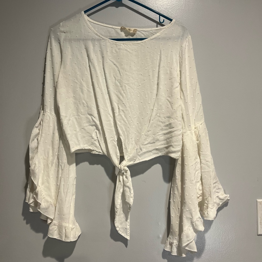 Altar'd State Cream Tie-Front Blouse